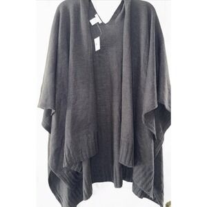J Jill One Size Black Open Front Poncho NWT $89 Sweater Wrap Cape Cardigan Boho